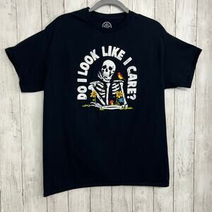 DOM Short Sleeve Funny Skeleton Graphic Print Crew Neck Cotton Tee T-Shirt